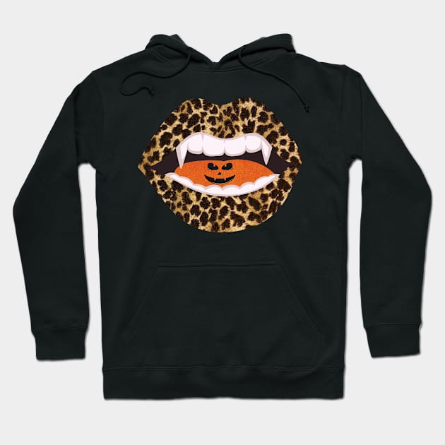 Halloween Leopard Lips Pumpkin Tongue Hoodie by JB.Collection